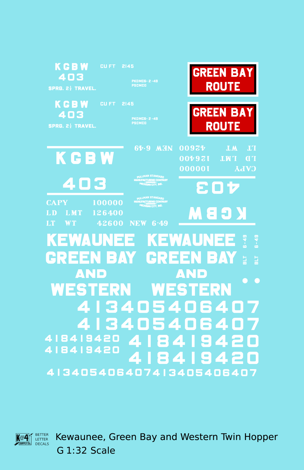 Kewaunee Green Bay and Western Offset Hopper White and Red