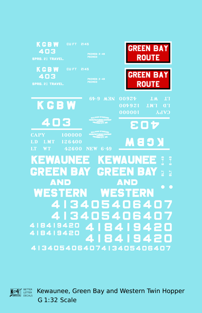 Kewaunee Green Bay and Western Offset Hopper White and Red