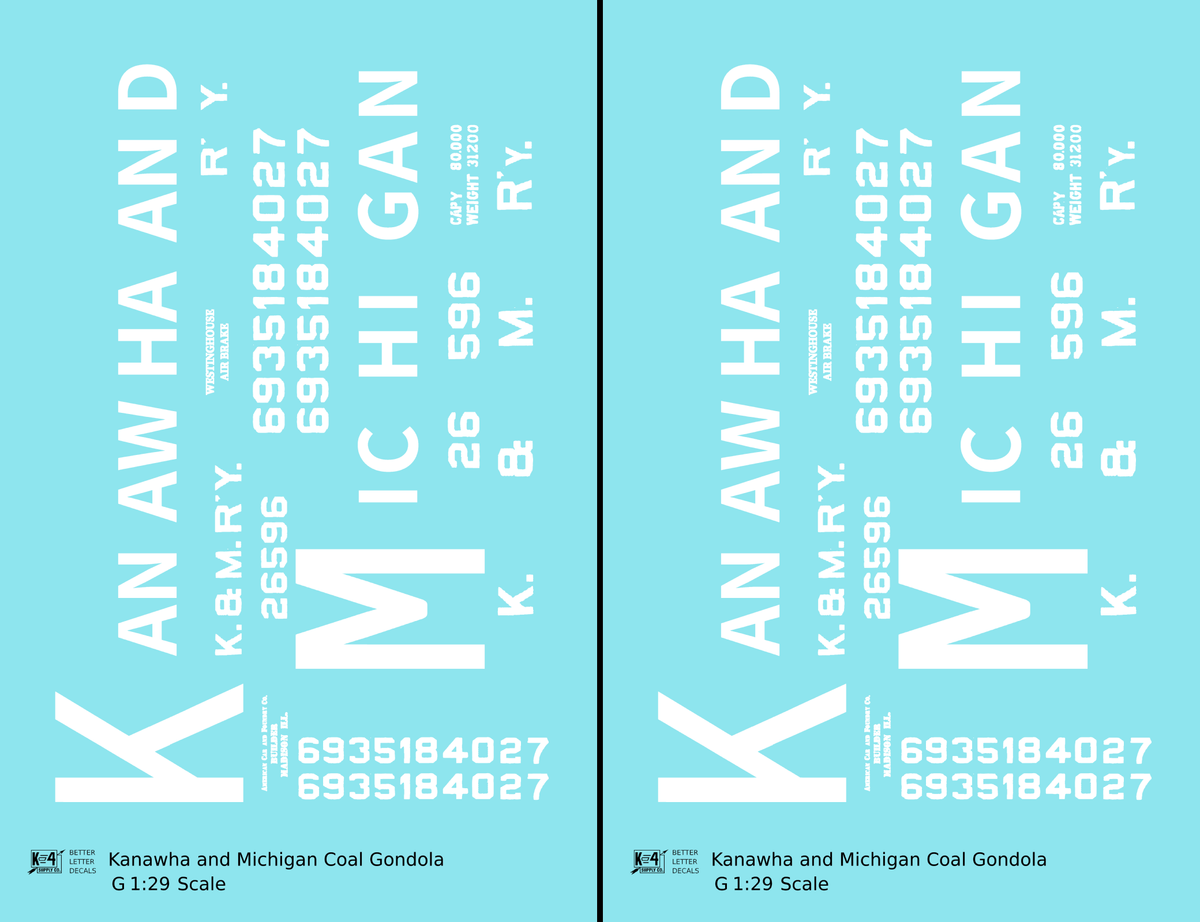 Kanawha and Michigan Coal Gondola White