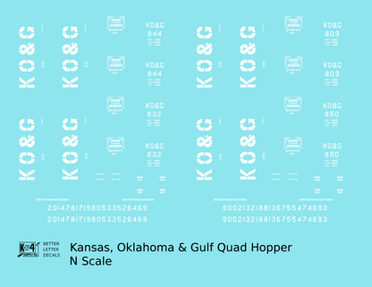 Kansas Oklahoma and Gulf Quad Hopper White KO&G