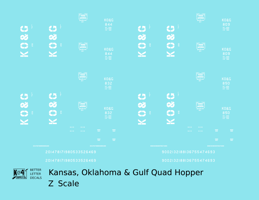 Kansas Oklahoma and Gulf Quad Hopper White KO&G