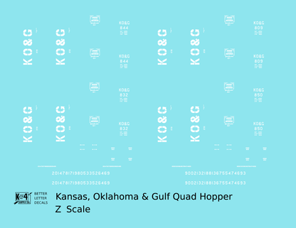 Kansas Oklahoma and Gulf Quad Hopper White KO&G