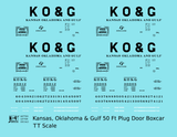 Kansas, Oklahoma and Gulf 50 Ft Insulated Boxcar Black  - Decal - Choose Scale