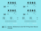 Kansas, Oklahoma and Gulf 50 Ft Insulated Boxcar Black  - Decal - Choose Scale