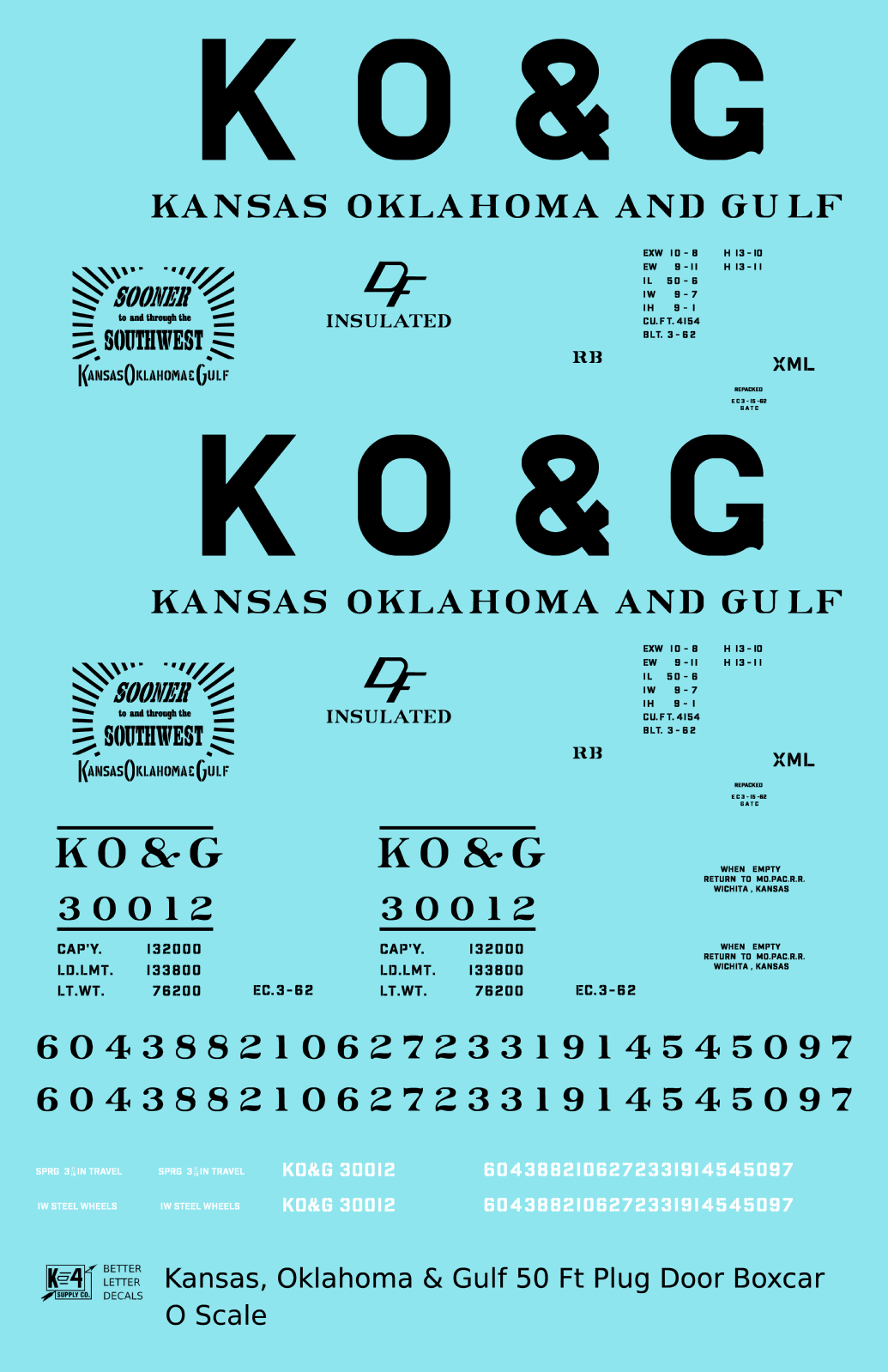 Kansas, Oklahoma and Gulf 50 Ft Insulated Boxcar Black