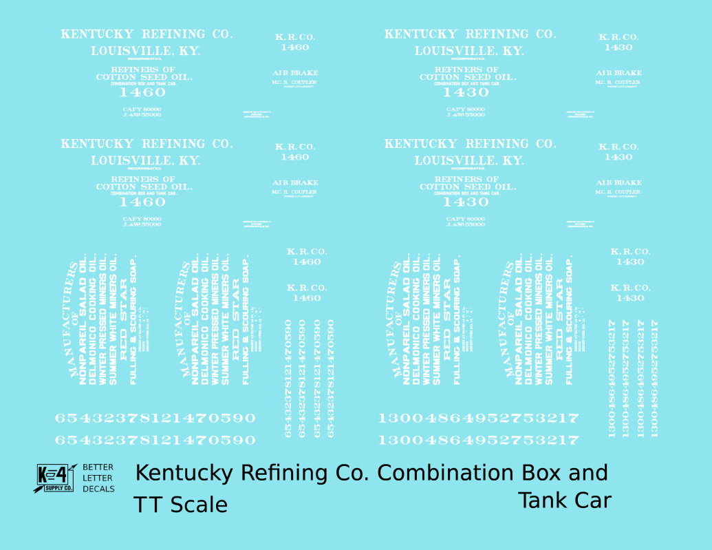 Kentucky Refining Co Combination Tank & Boxcar White Louisville