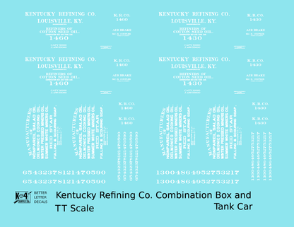 Kentucky Refining Co Combination Tank & Boxcar White Louisville