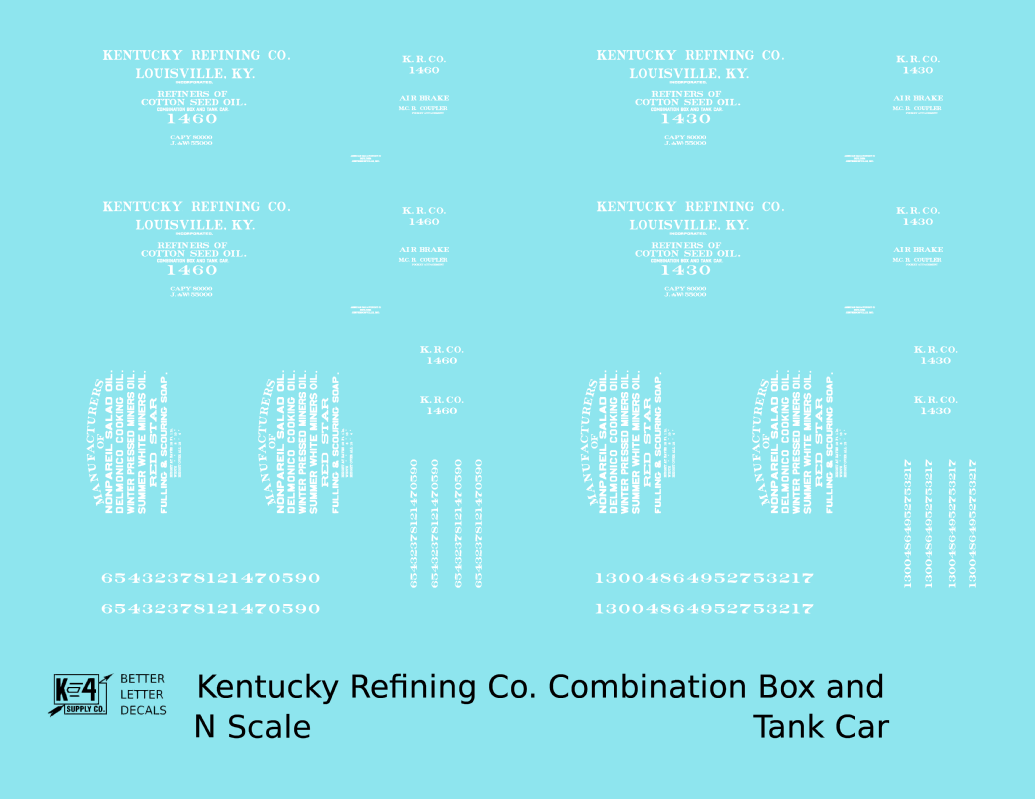 Kentucky Refining Co Combination Tank & Boxcar White Louisville