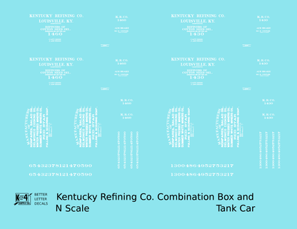 Kentucky Refining Co Combination Tank & Boxcar White Louisville