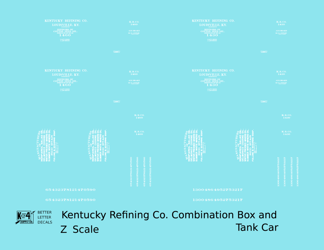 Kentucky Refining Co Combination Tank & Boxcar White Louisville