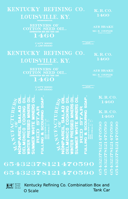 Kentucky Refining Co Combination Tank & Boxcar White Louisville