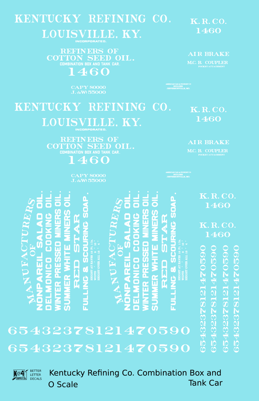 Kentucky Refining Co Combination Tank & Boxcar White Louisville