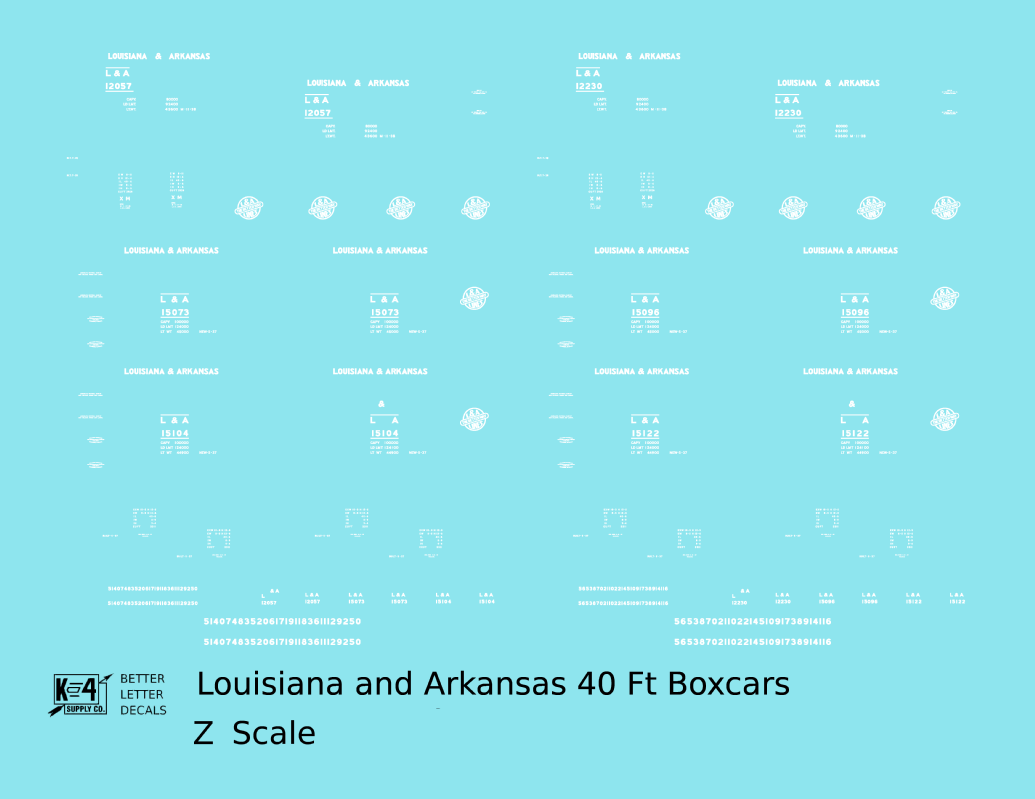 Louisiana and Arkansas 40 Ft Boxcar White