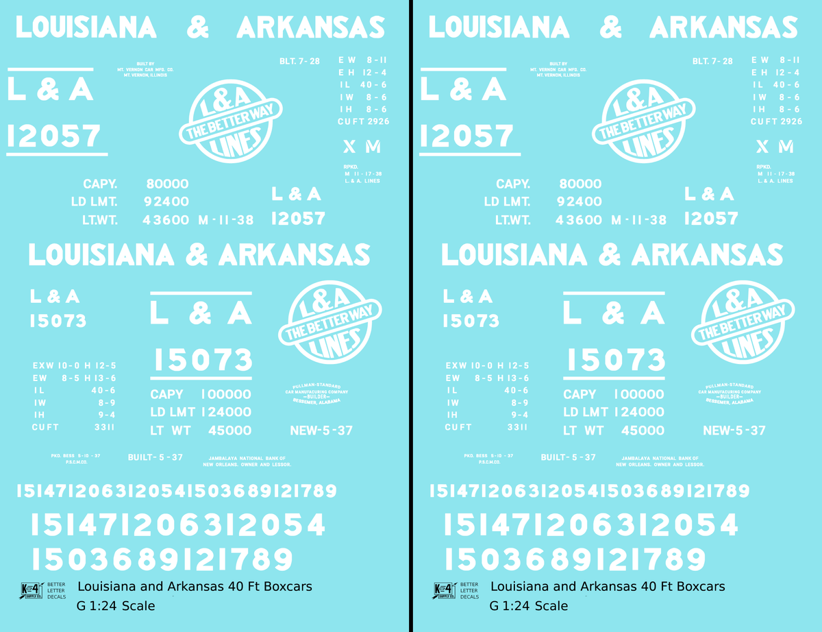 Louisiana and Arkansas 40 Ft Boxcar White
