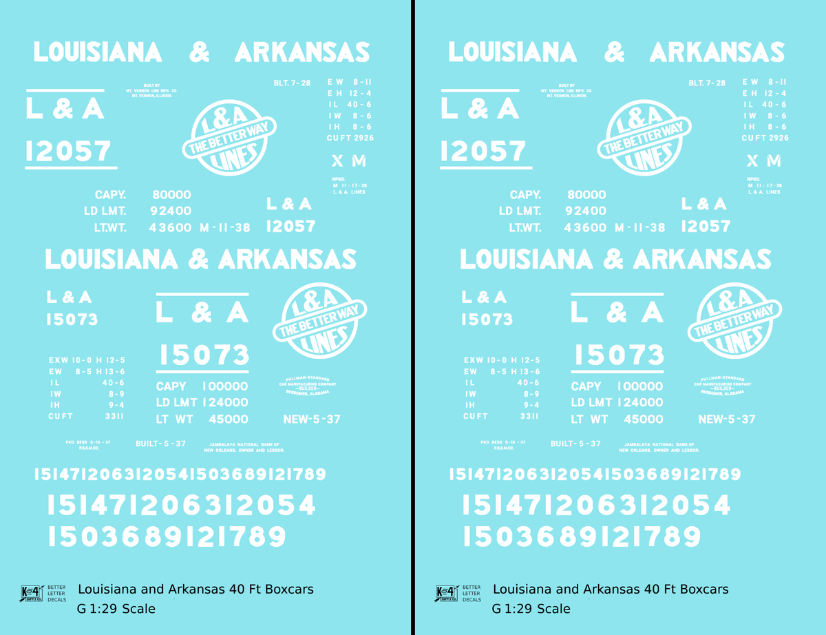 Louisiana and Arkansas 40 Ft Boxcar White