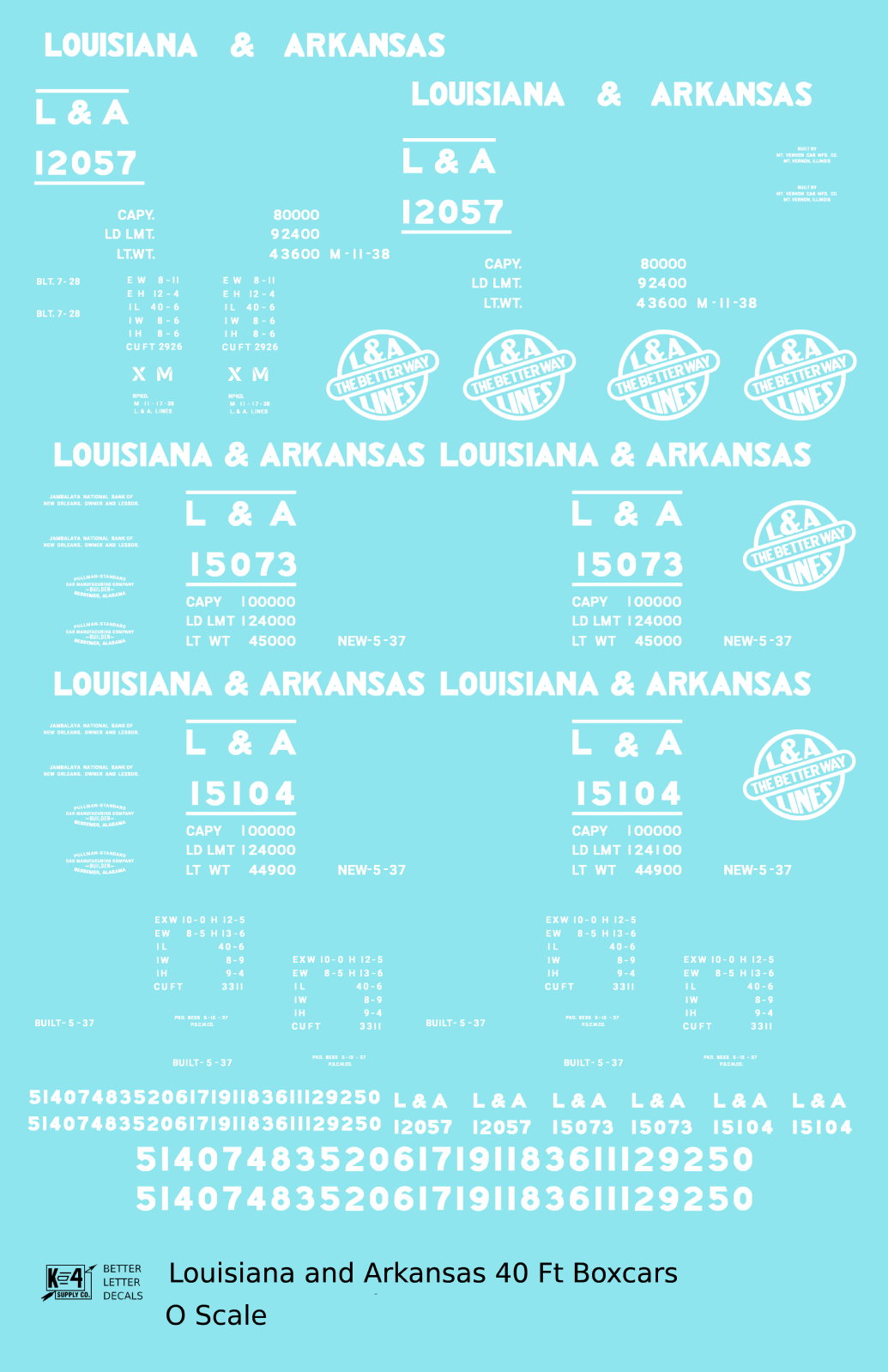 Louisiana and Arkansas 40 Ft Boxcar White