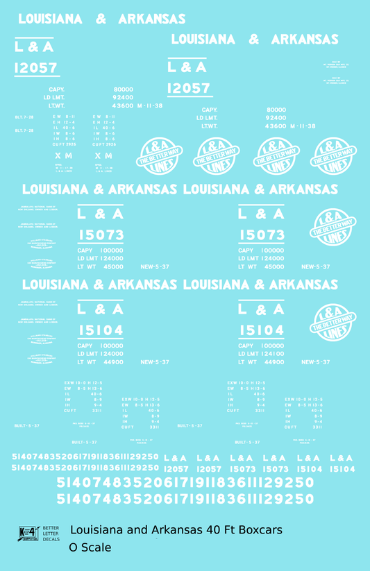 Louisiana and Arkansas 40 Ft Boxcar White