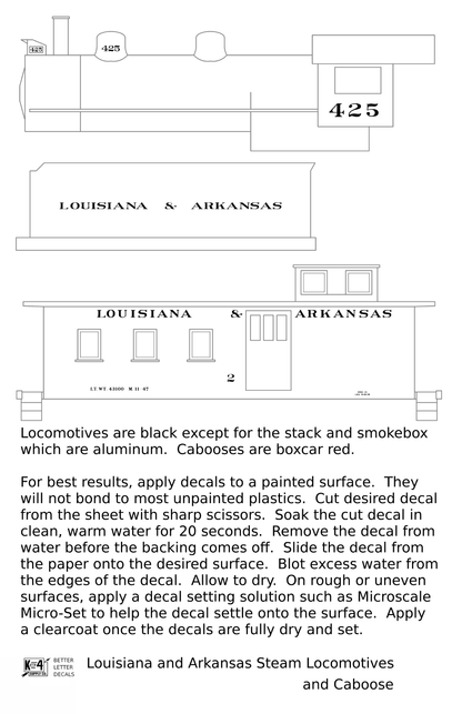 Louisiana and Arkansas Steam Locomotive and Caboose White KCS