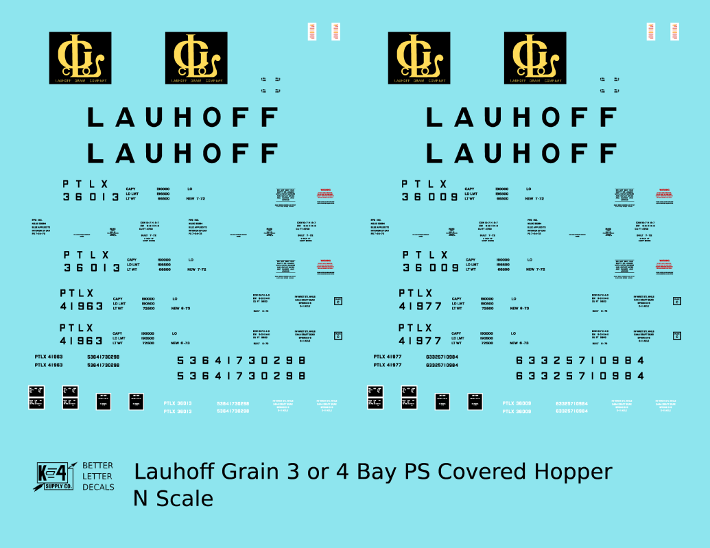 Lauhoff Grain Company PS Covered Hopper Black and Yellow