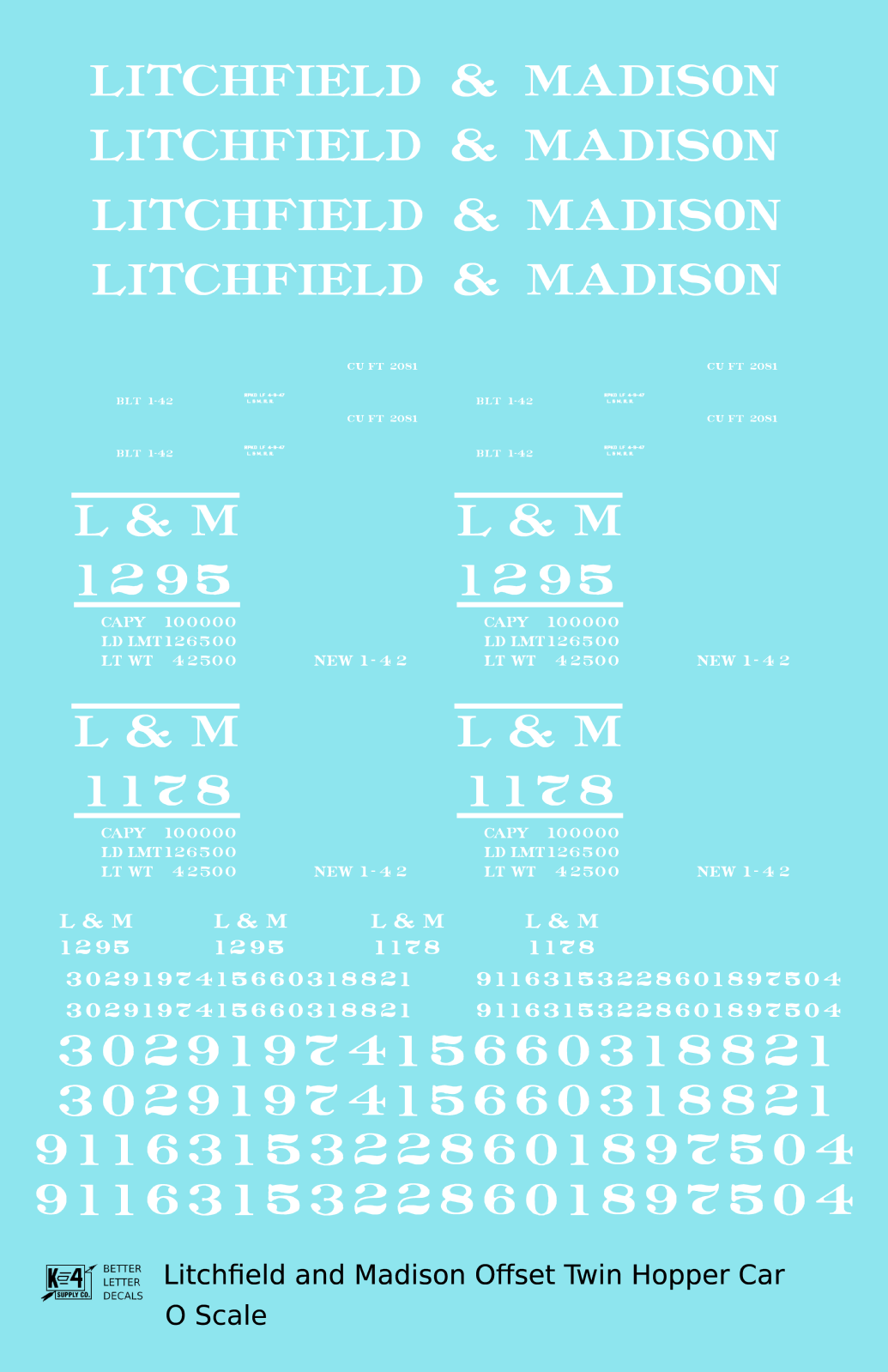 Litchfield and Madison Offset Twin Hopper White - Decal - Choose