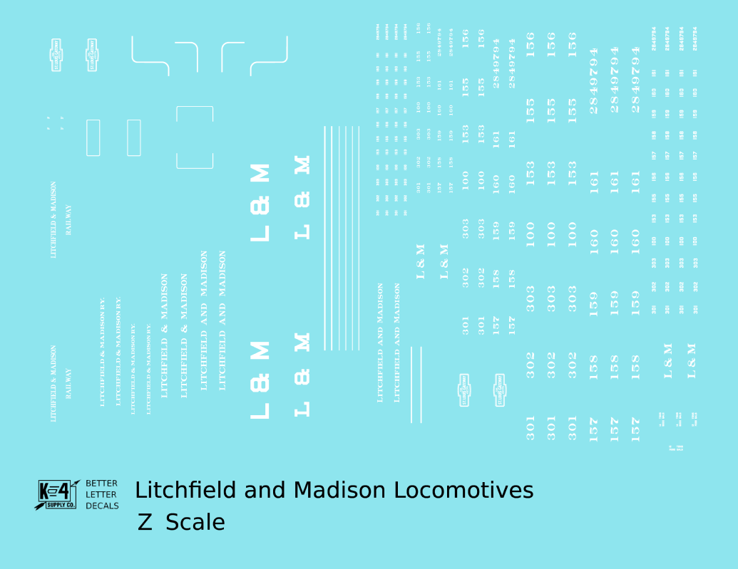 Litchfield and Madison Steam Or Diesel Locomotive White