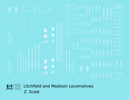 Litchfield and Madison Steam Or Diesel Locomotive White