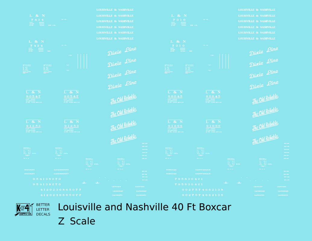 Louisville and Nashville 40 Ft Boxcar White