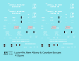 Louisville, New Albany and Corydon LNAC 40 Ft Boxcar White  - Decal - Choose Scale