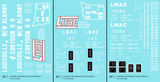 Louisville, New Albany and Corydon LNAC 40 Ft Boxcar White  - Decal - Choose Scale