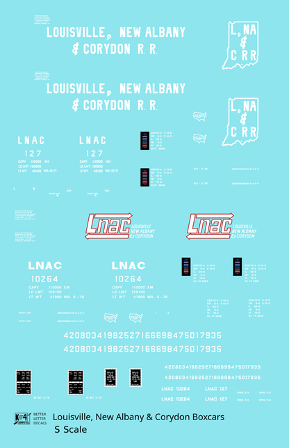 Louisville, New Albany and Corydon LNAC 40 Ft Boxcar White