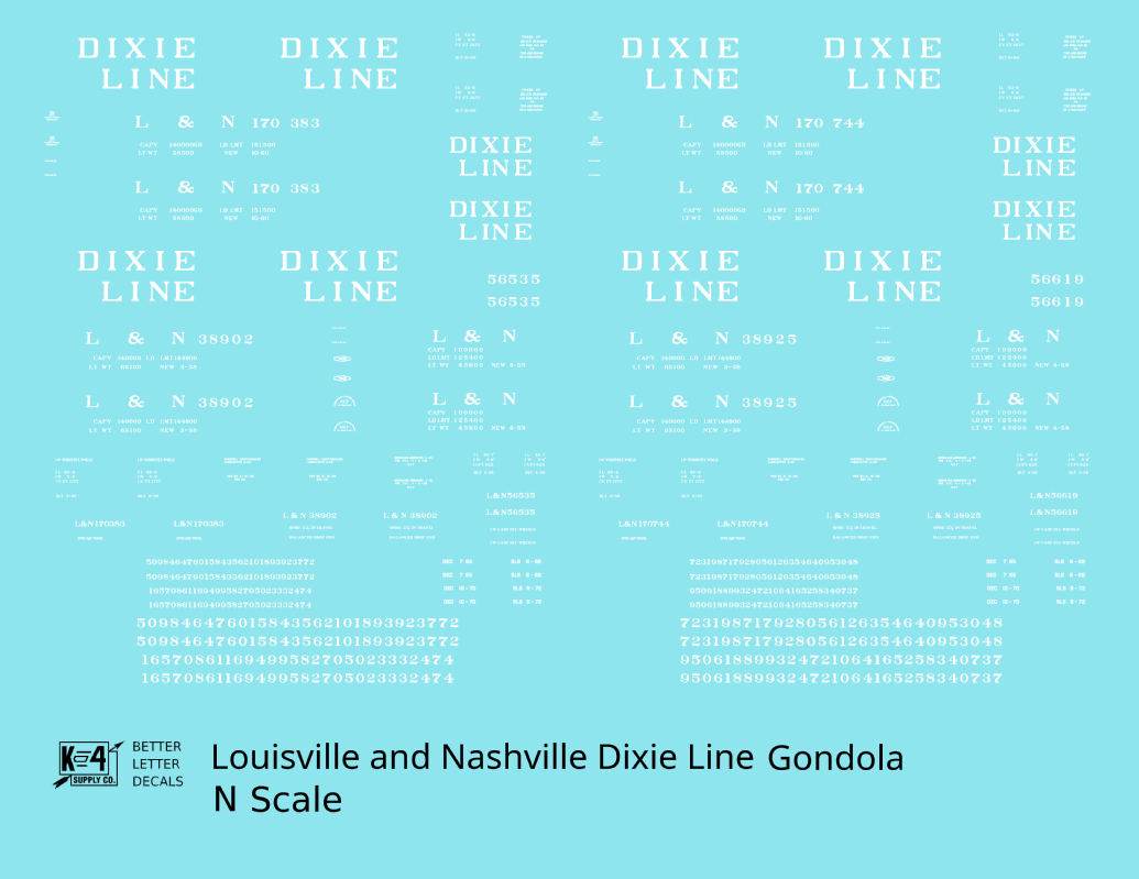 Louisville and Nashville Gondola White Roman Dixie Line