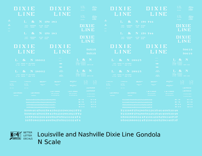 Louisville and Nashville Gondola White Roman Dixie Line