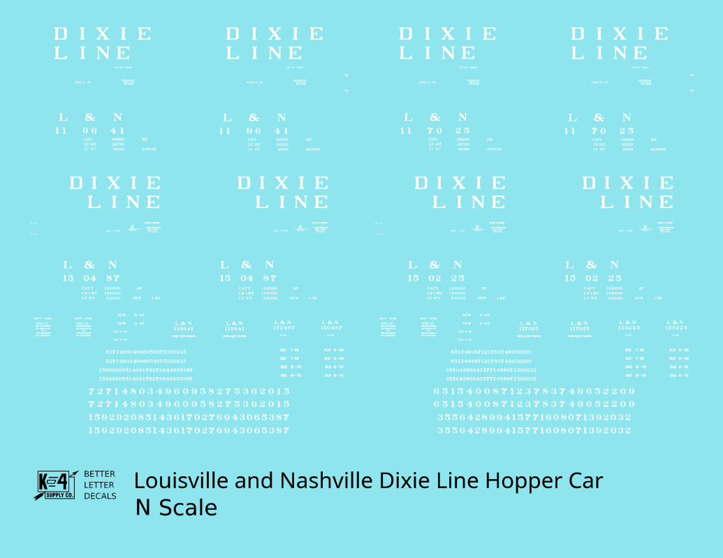 Louisville and Nashville Hopper Car White Roman Dixie Line