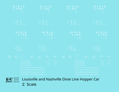 Louisville and Nashville Hopper Car White Roman Dixie Line