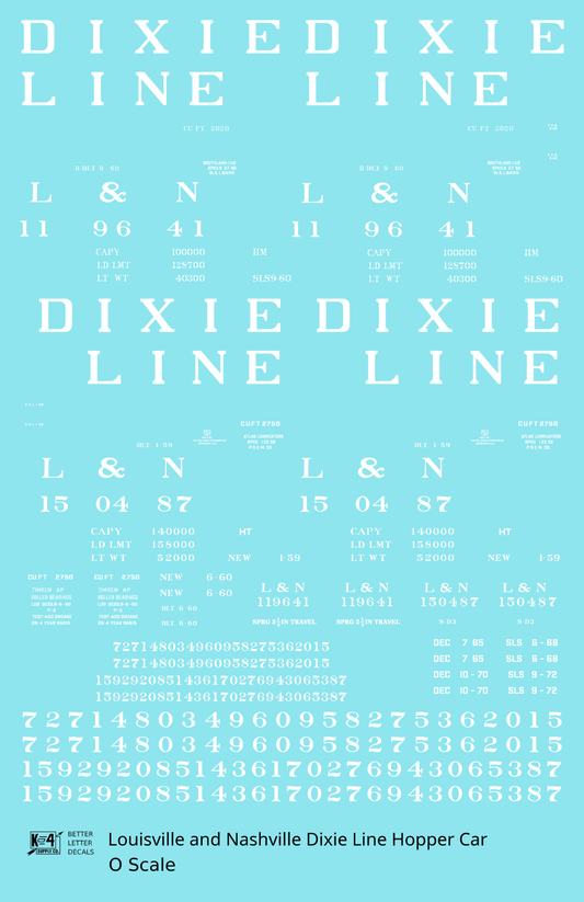 Louisville and Nashville Hopper Car White Roman Dixie Line