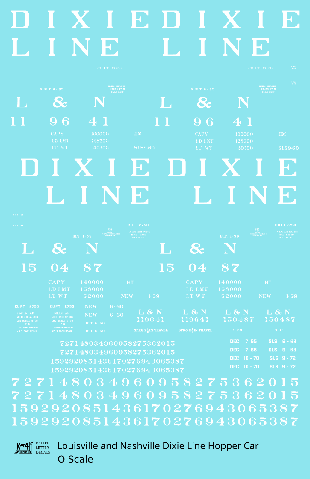 Louisville and Nashville Hopper Car White Roman Dixie Line