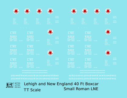 Lehigh and New England 40 Ft Boxcar White Small LNE