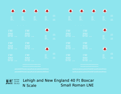 Lehigh and New England 40 Ft Boxcar White Small LNE
