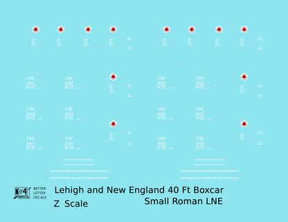 Lehigh and New England 40 Ft Boxcar White Small LNE
