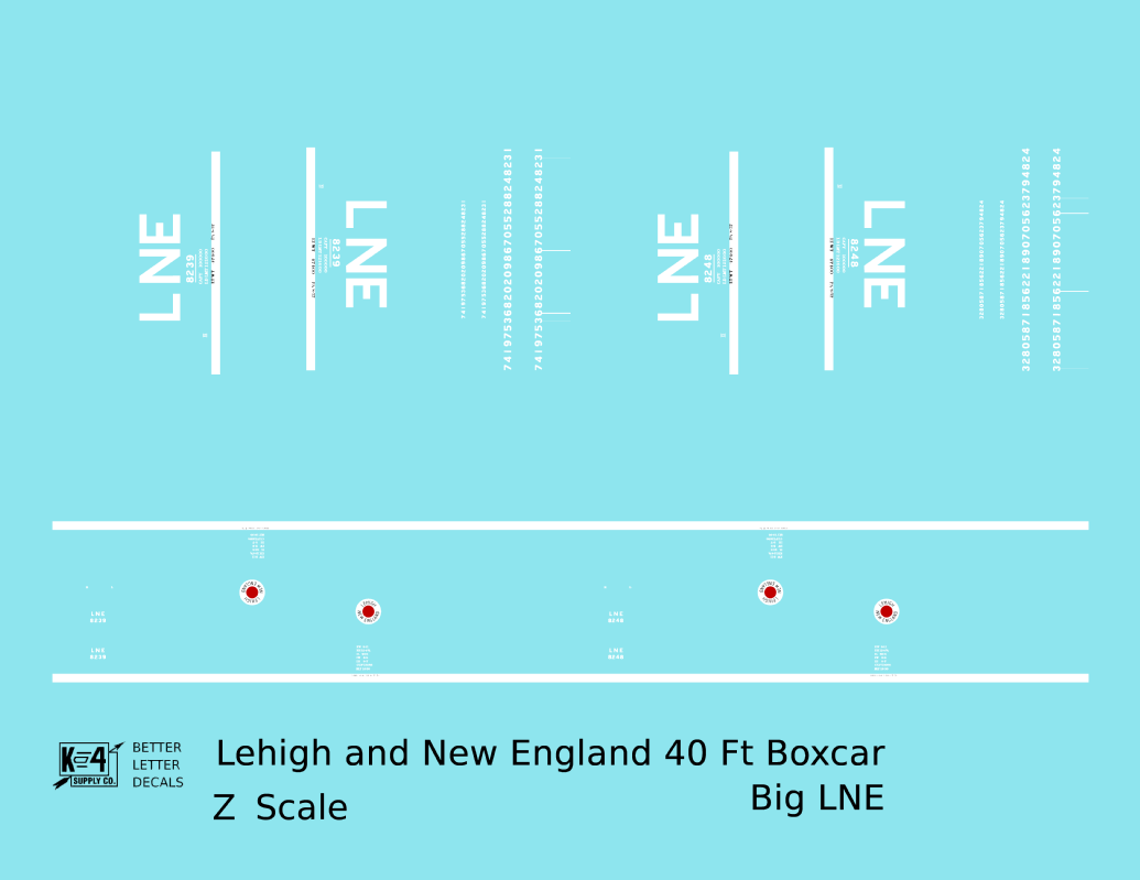 Lehigh and New England 40 Ft Boxcar White Big LNE