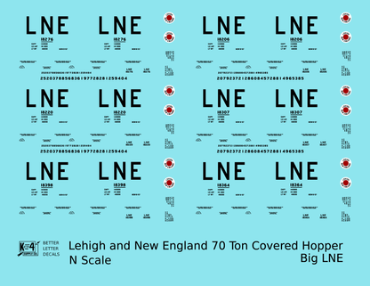 Lehigh and New England 70 Ton Cement Covered Hopper Black Big LNE