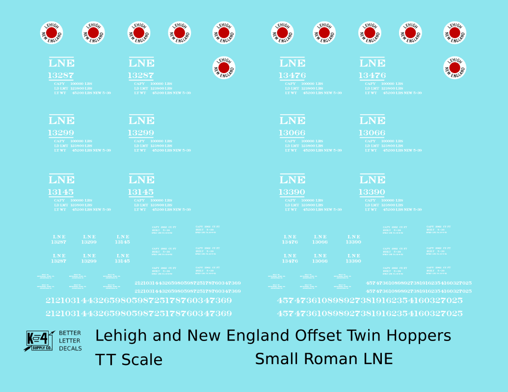 Lehigh and New England Offset Twin Hopper White Small LNE