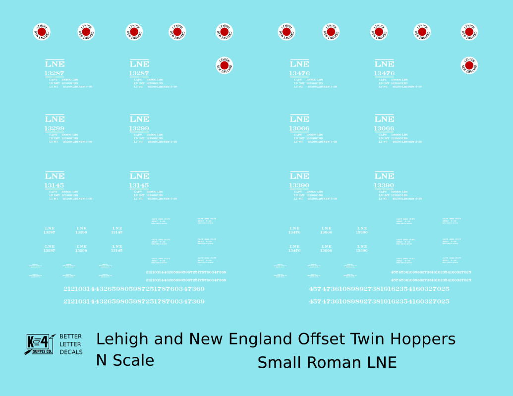 Lehigh and New England Offset Twin Hopper White Small LNE