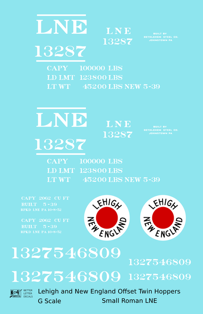 Lehigh and New England Offset Twin Hopper White Small LNE