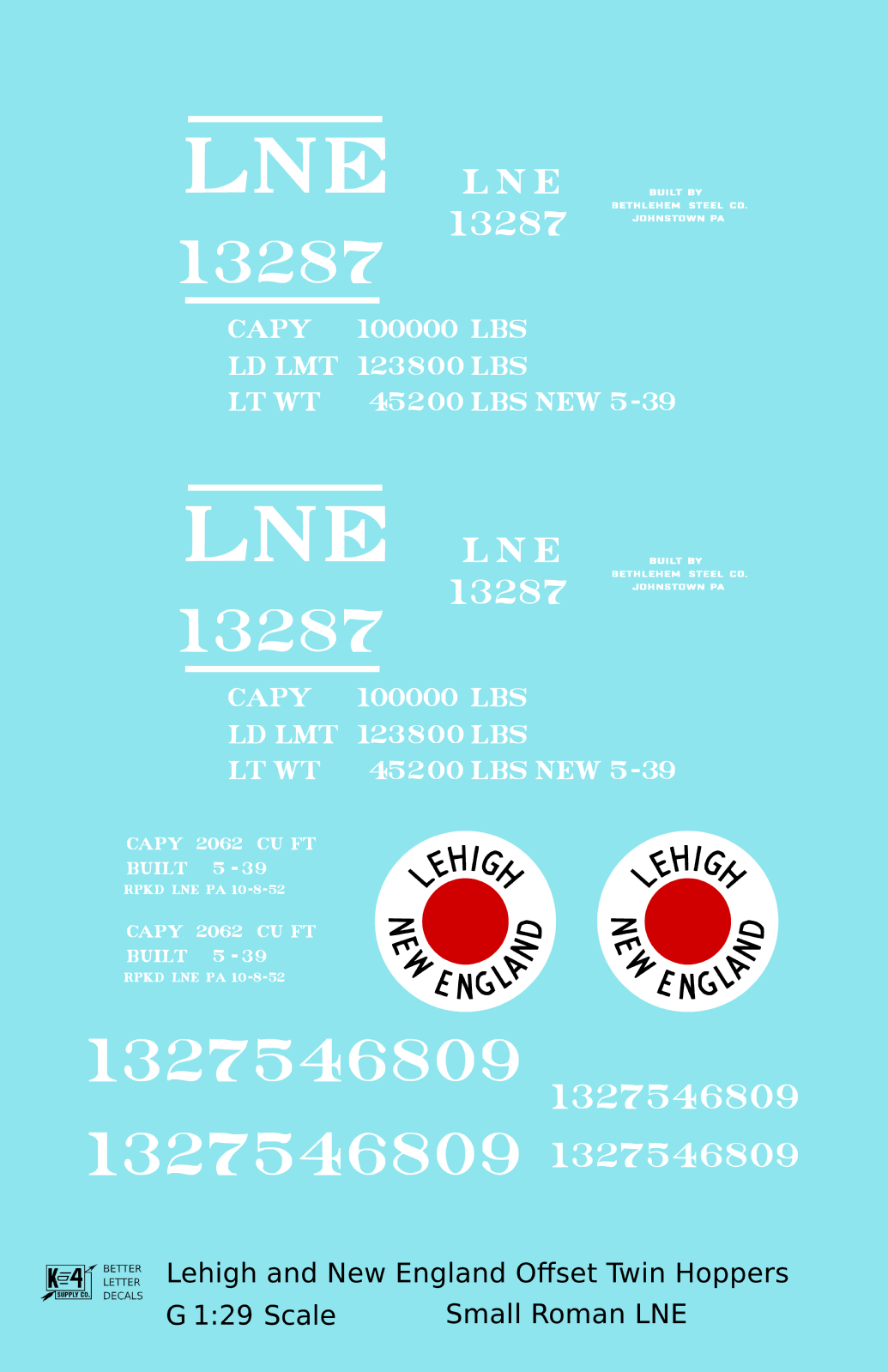 Lehigh and New England Offset Twin Hopper White Small LNE