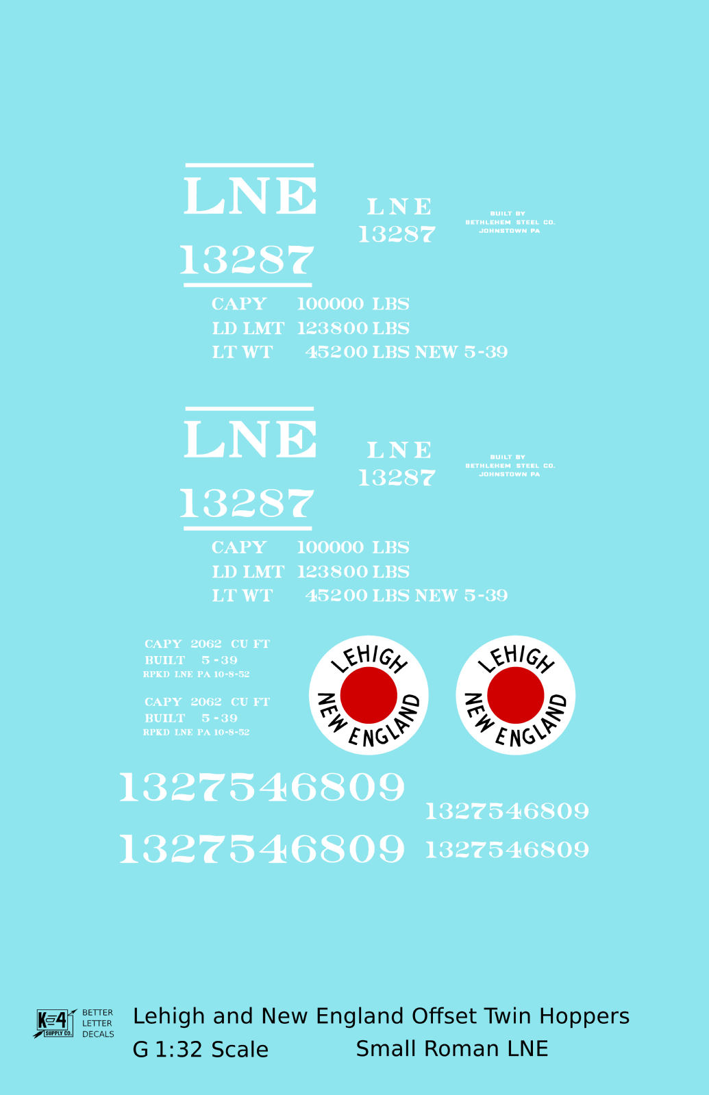 Lehigh and New England Offset Twin Hopper White Small LNE