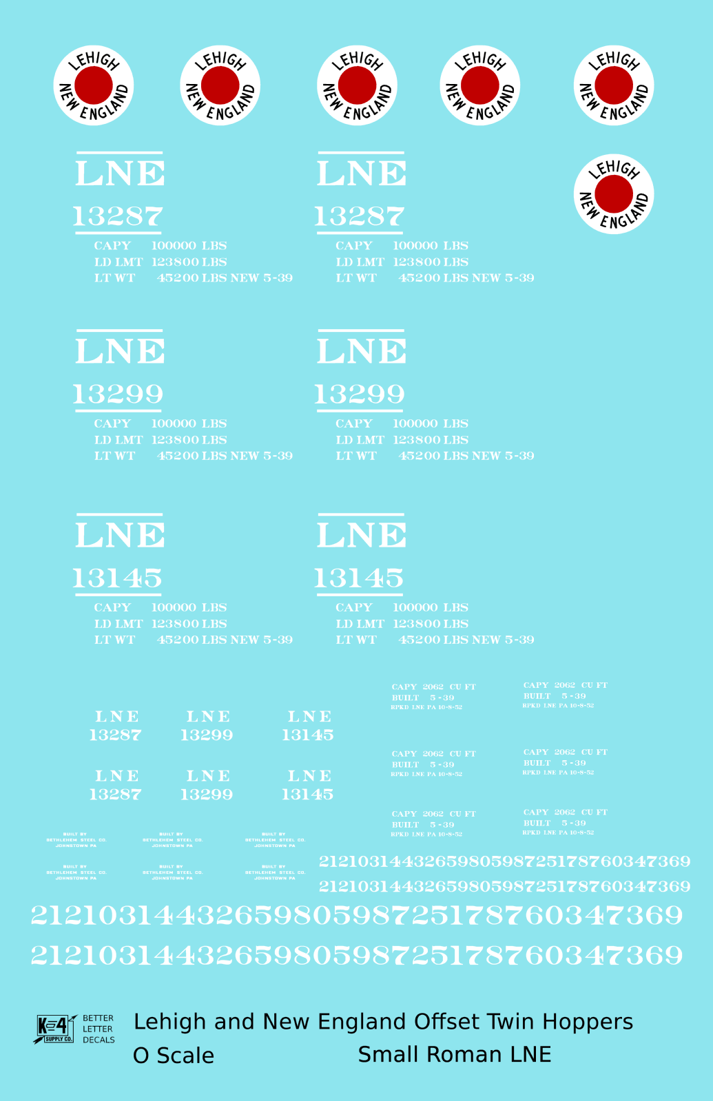 Lehigh and New England Offset Twin Hopper White Small LNE