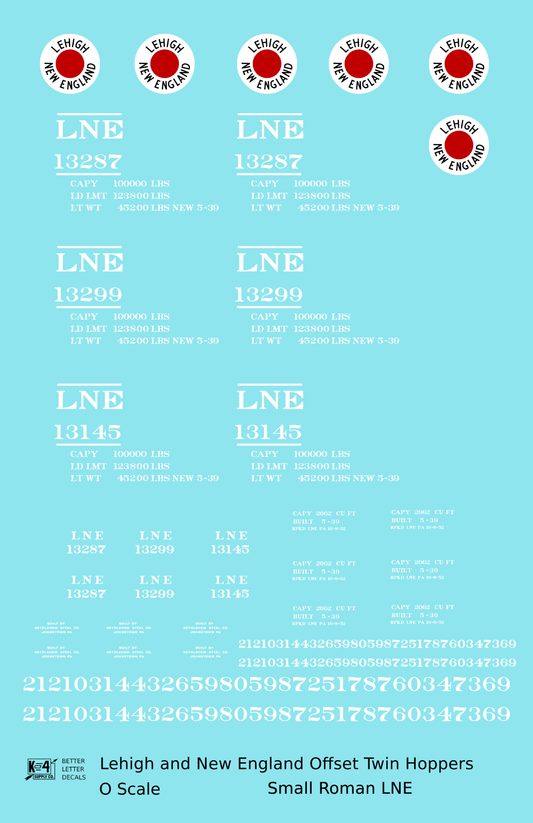 Lehigh and New England Offset Twin Hopper White Small LNE