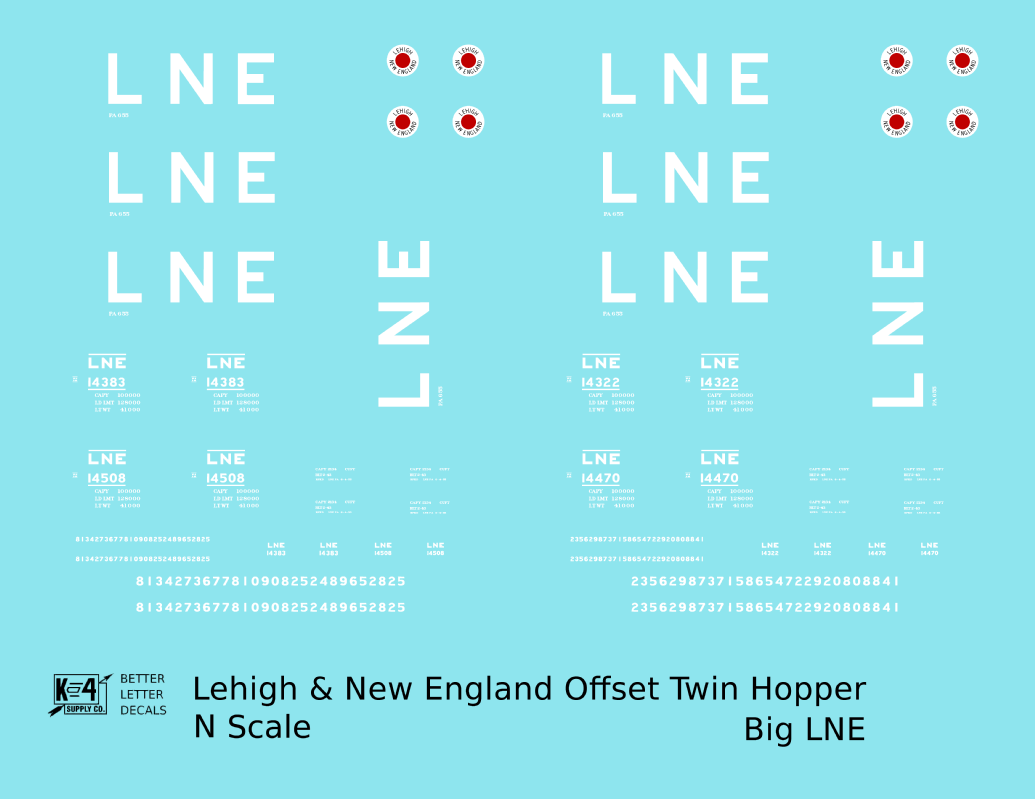Lehigh and New England Offset Twin Hopper White Big LNE