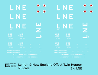 Lehigh and New England Offset Twin Hopper White Big LNE